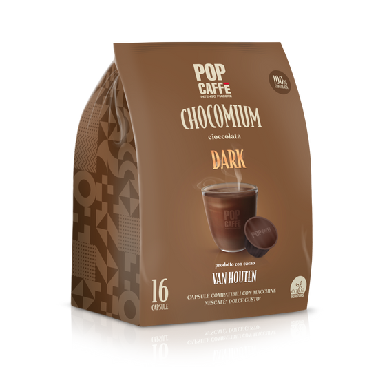 Pop Caffè Chocomium Dark 16 Capsule al Cioccolato Compatibili Dolce Gusto