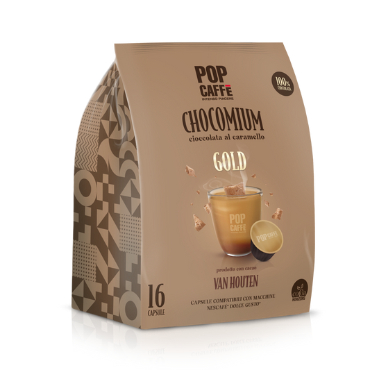 Pop Caffè Chocomium Dark Gold 16 Capsule al Cioccolato Compatibili Dolce Gusto