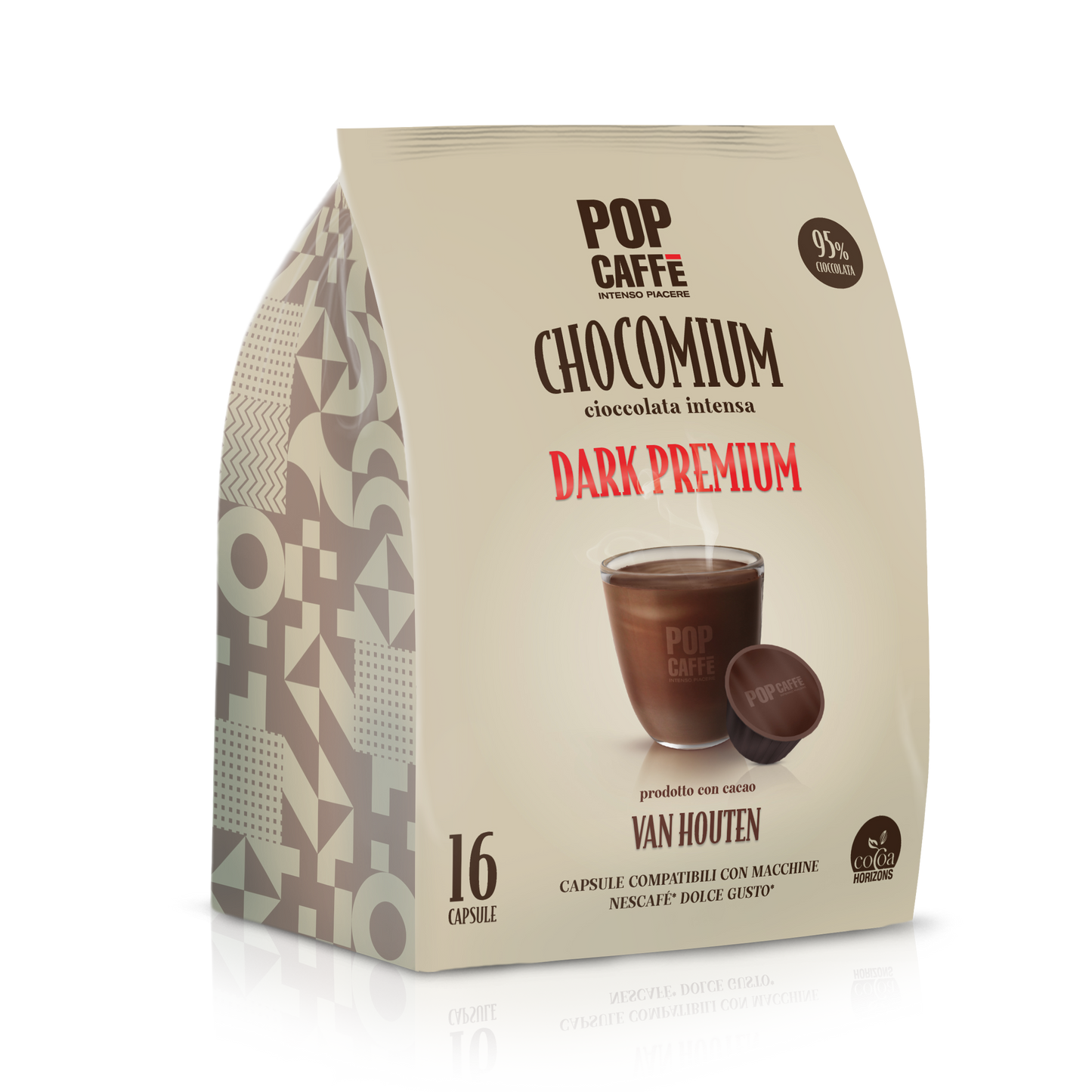 Pop Caffè Chocomium Dark Premium 16 Capsule al Cioccolato Compatibili Dolce Gusto