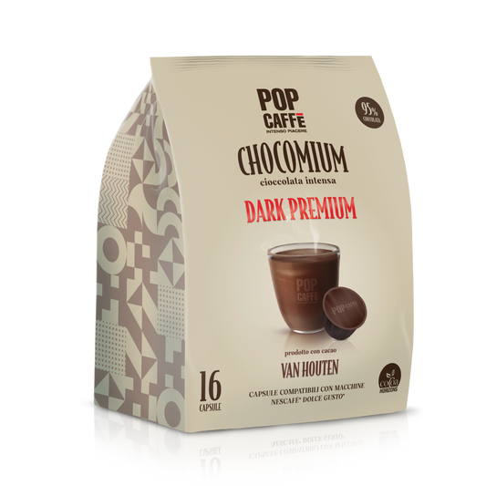 Pop Caffè Chocomium Dark Premium 16 Capsule al Cioccolato Compatibili Dolce Gusto