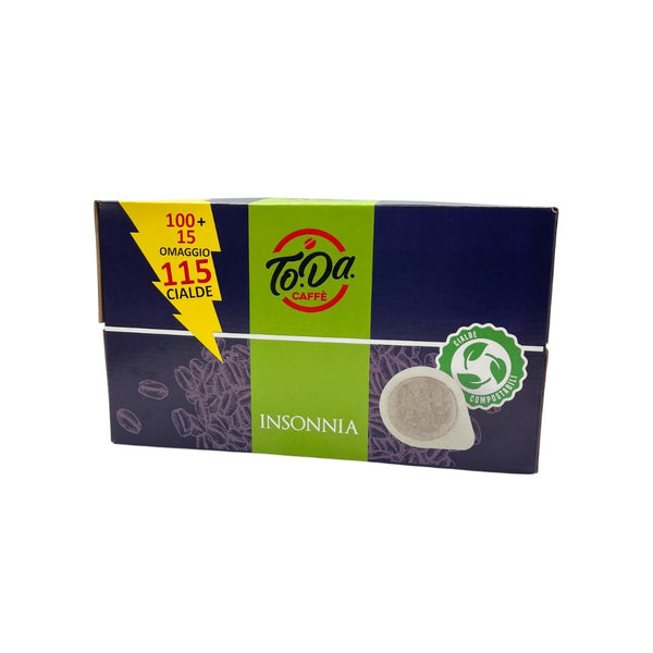 100 CIALDE TODA CAFFE' MISCELA INSONNIA Forte e Corposo + 15 CIALDE OMAGGIO